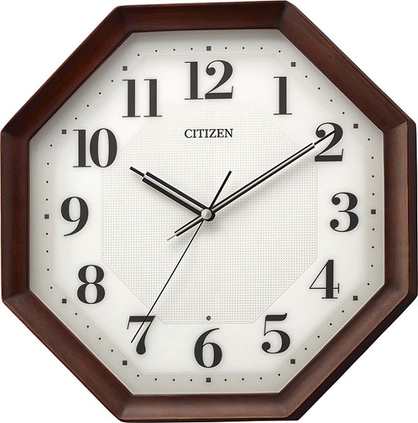 シチズン時計 電波掛け時計 8MY555-006 八角形 木製フレーム CITIZEN