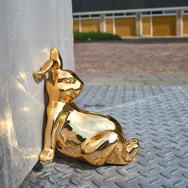 磁器貯金箱　マネーバンク　ウサギ　Gold Bunny Money Box - Sitting　PPGBMB-S
